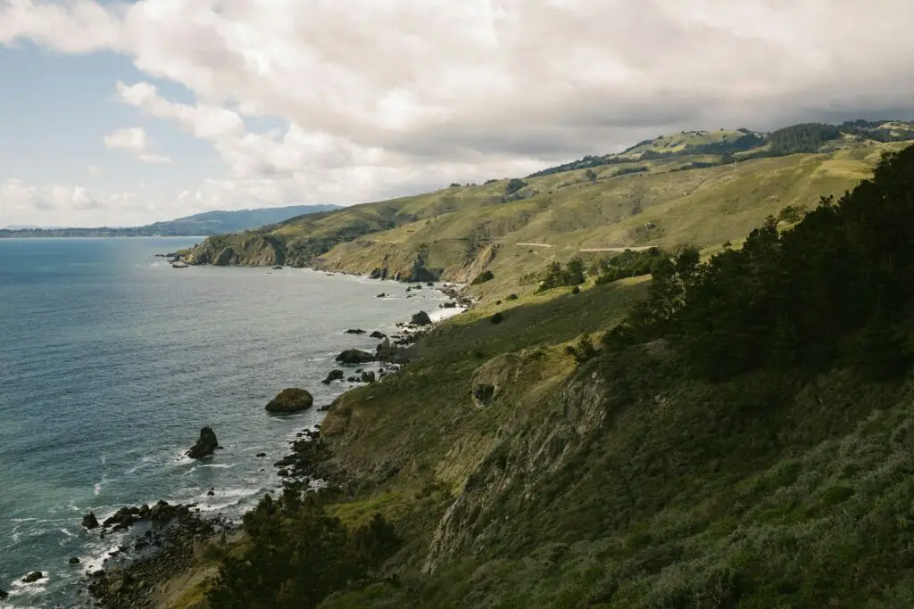 Rolling hills of Sonoma Coastline by Point Reyes