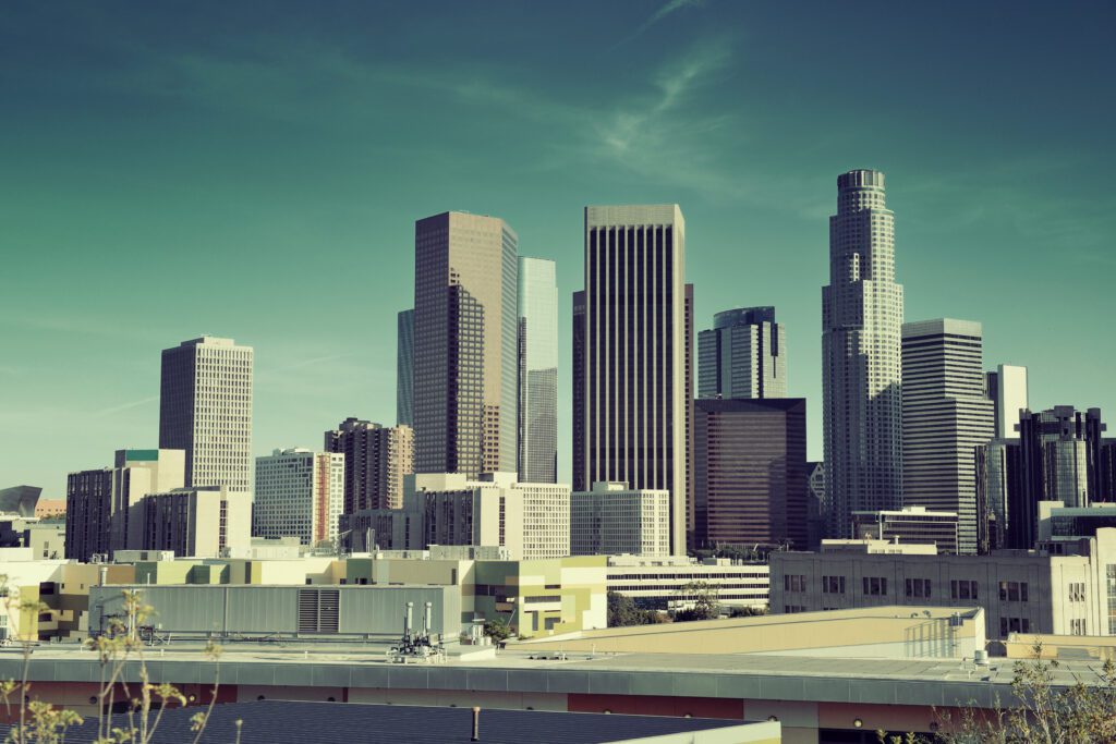 Los Angeles downtown view with urban architectures